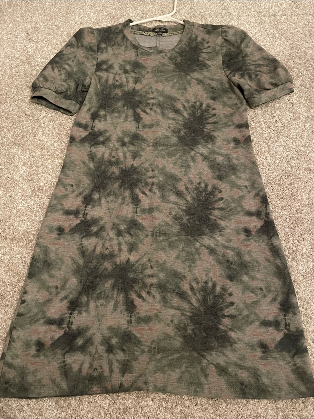 Lily Rose Olive Green Tie-Dye T-Shirt Midi Dress